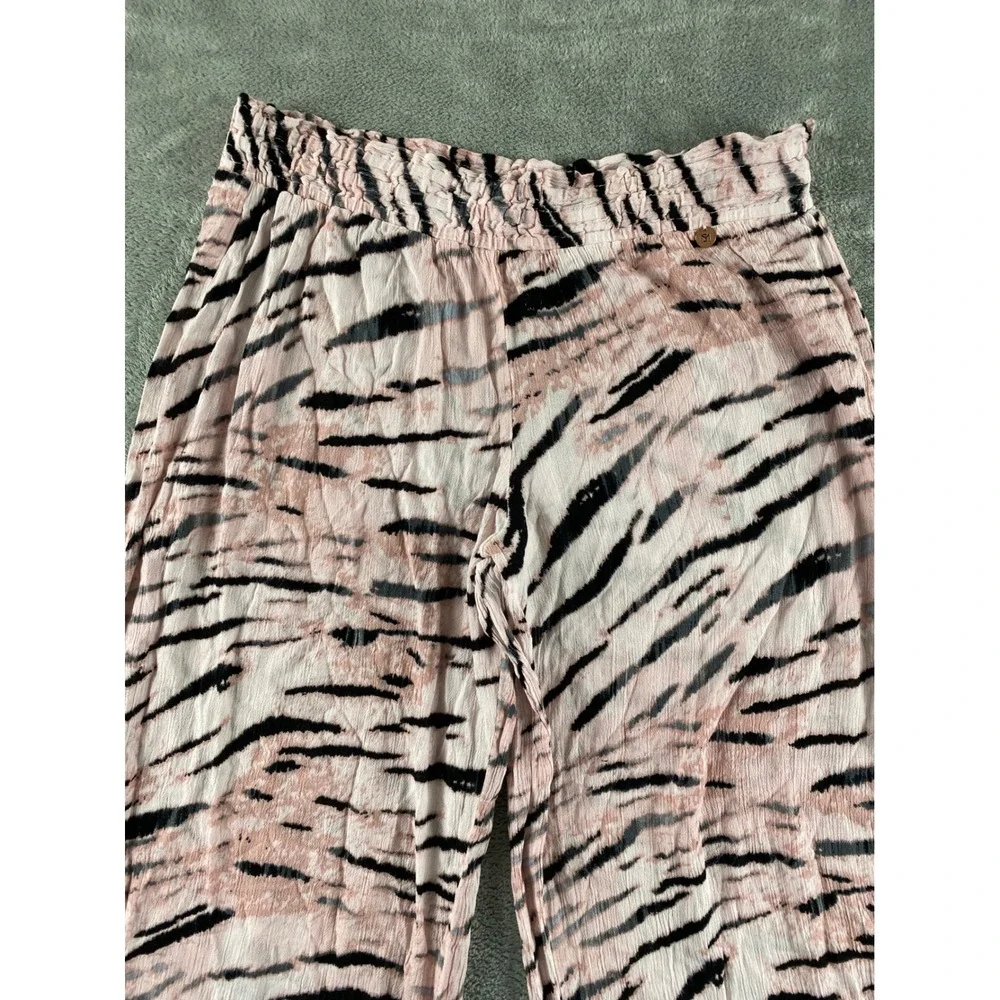 MGT Industries Pink Tiger Stripe Wide Leg Lounge Pants Womens Medium RHN345